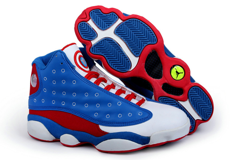 New Arrival Jordan 13 Captain America Edition Blue White Red Shoes